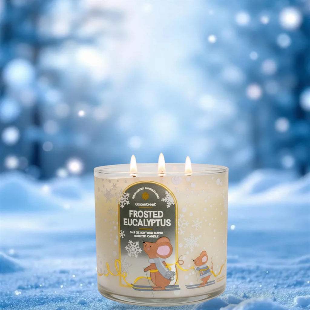 Frosted Eucalyptus 3-Wick Scented Candle, Soy Wax Blend, 14.5 oz, Frosted Pine, Crisp Eucalyptus, Bright Bergamot & ICY Mint