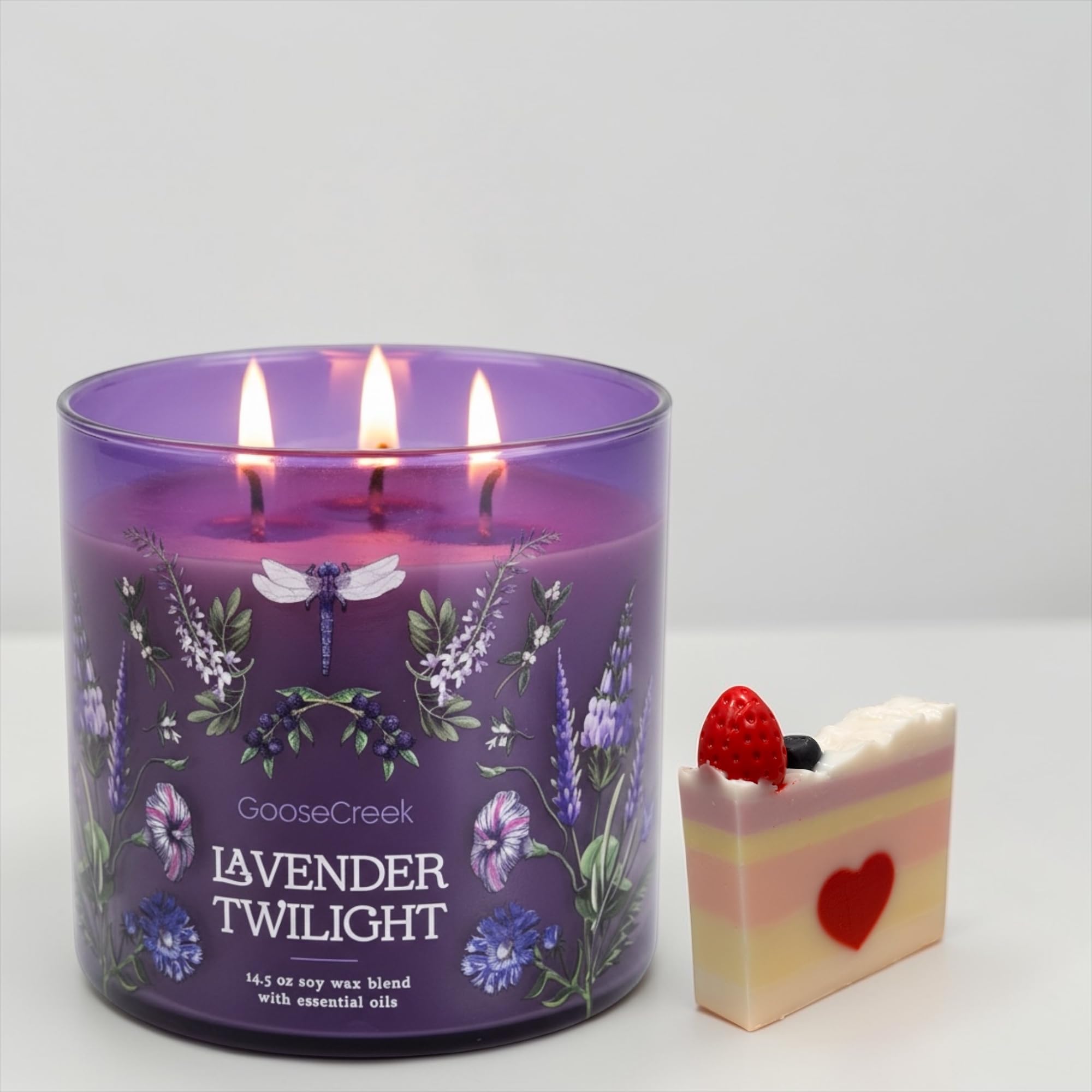 Lavender Twilight 3-Wick Candle, 14.5 oz Soy Wax Blend with Essential Oils, Sugared Lavender, Wild Blueberries & Fresh Spring Clouds