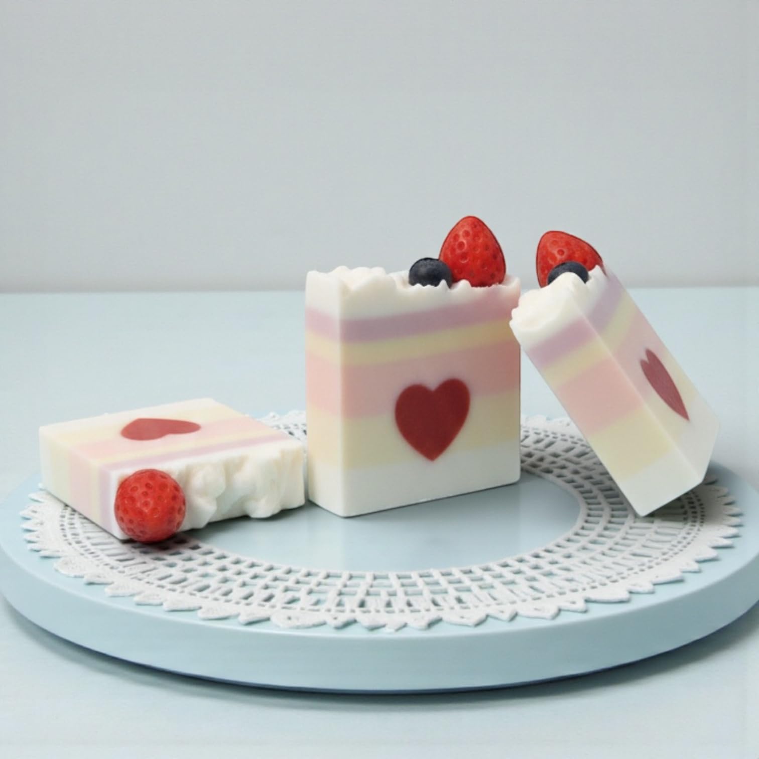 Handmade Artisan Soap Bars, Multi-Layered Decorative Design, Natural Bath Soap