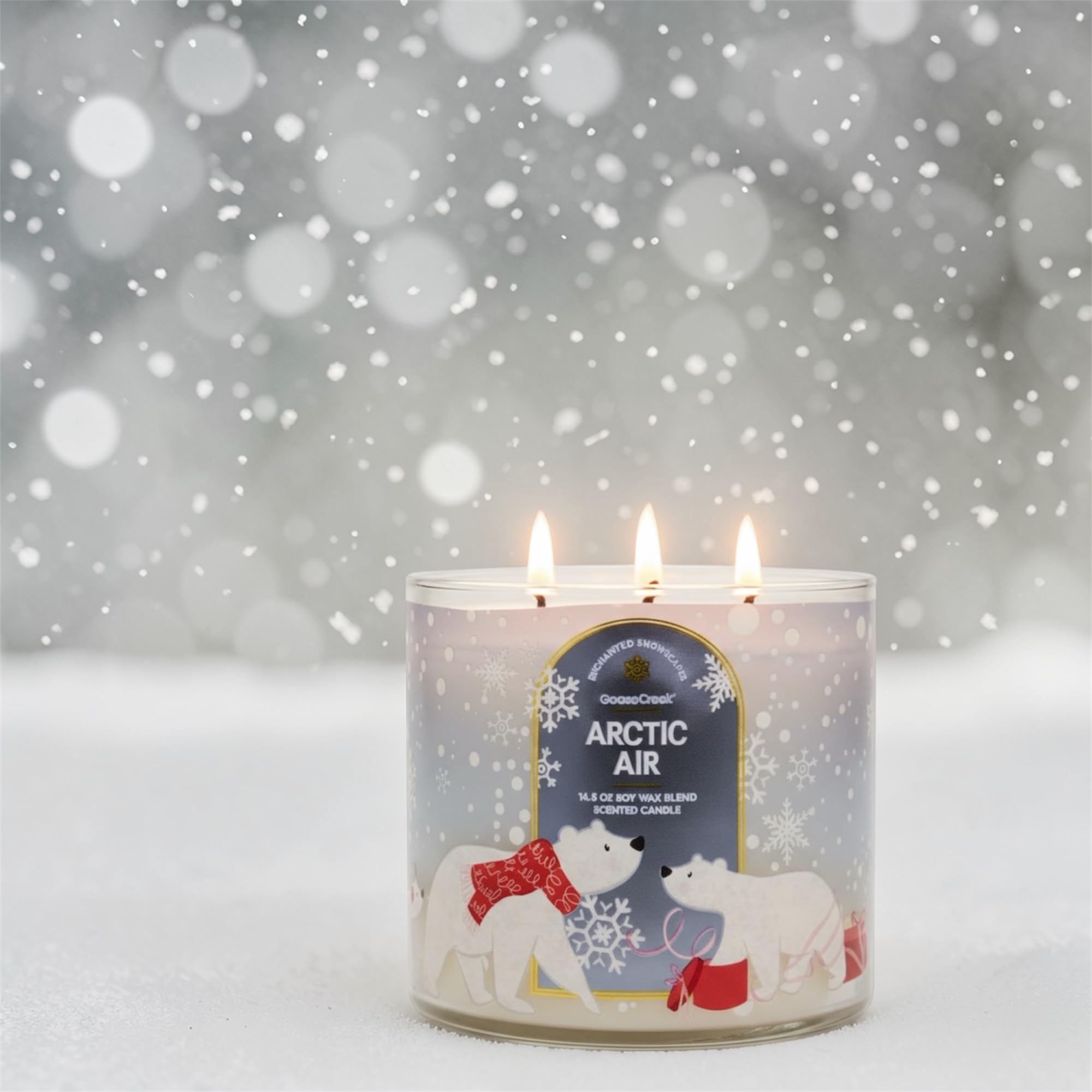 Arctic & Air Scented Candle, 14.5 oz Soy Wax Blend, 3-Wick, Frozen Juniper and Vanilla Icicles, Winter Theme