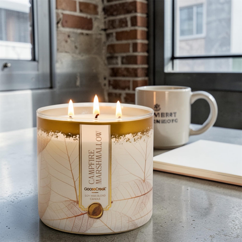 Campfire Marshmallow Soy Wax Blend Candle, 3-Wick, Fluffy Marshmallow, Vanilla Bean & Spun Sugar Scent