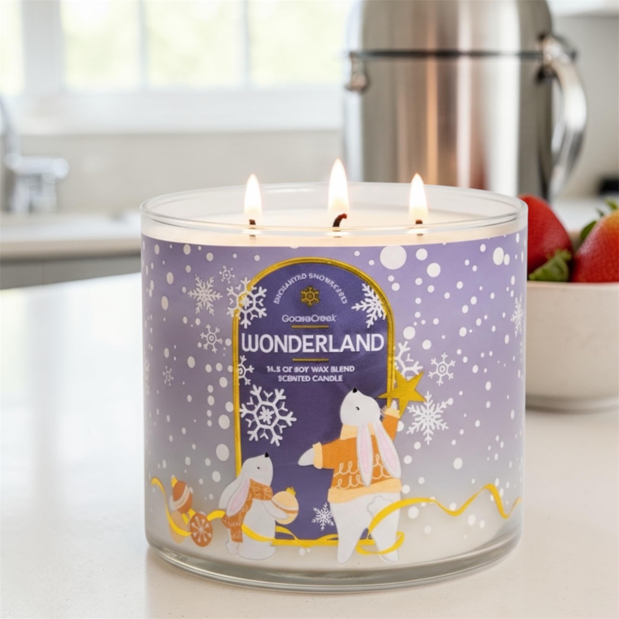 Wonderland 3-Wick Scented Candle, Soy Wax Blend, Peppermint, Vanilla Bean & White Woods, 14.5 oz