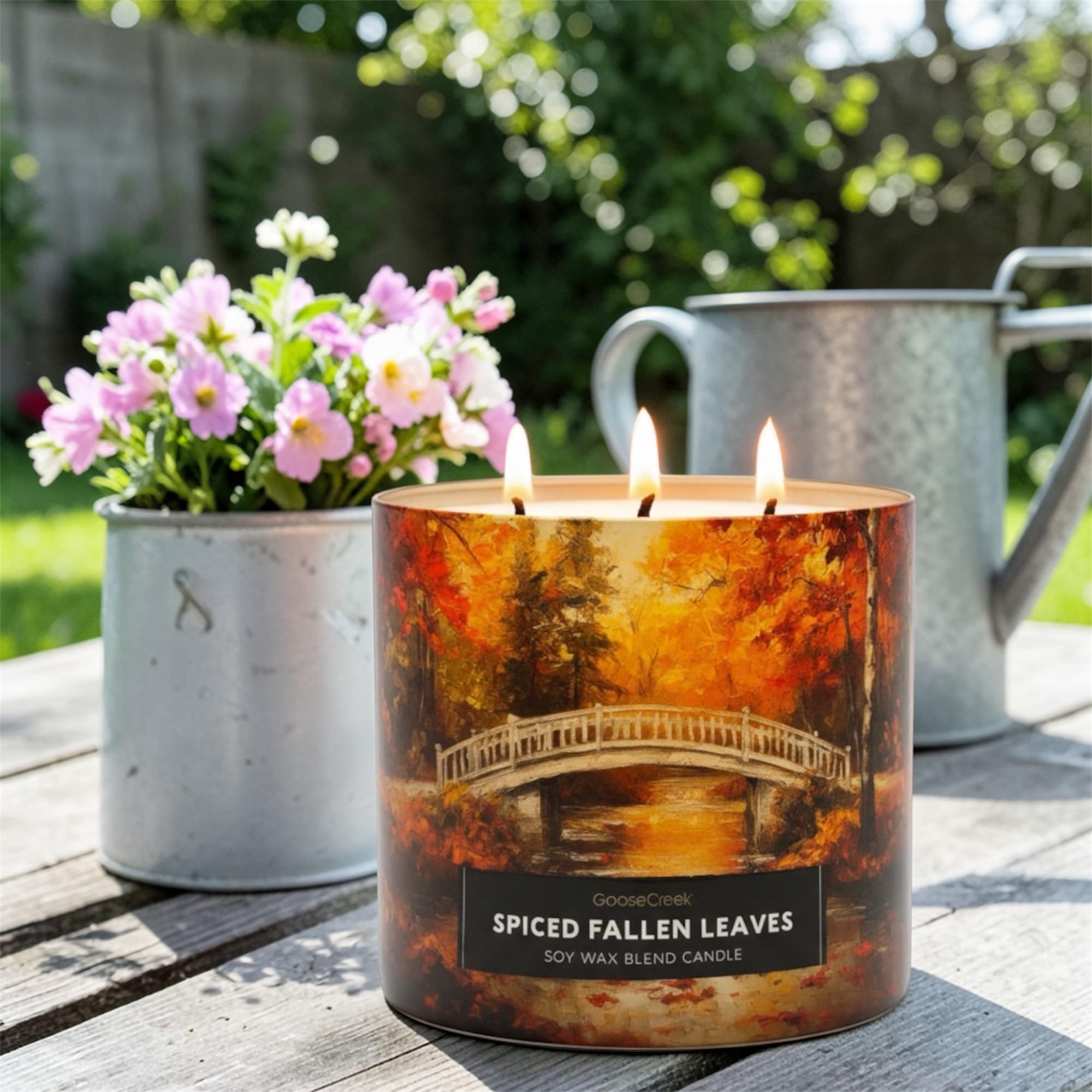 Spiced Fallen Leaves Soy Wax Blend Candle, Crisp Apples Pear Nectar, Autumn Spice