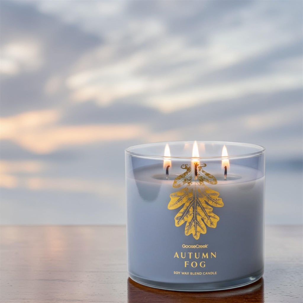 Autumn Fog Soy Wax Blend Candle, Italian Mandarin, Frosted Lavender & ICY Fog Scent, 3-Wick