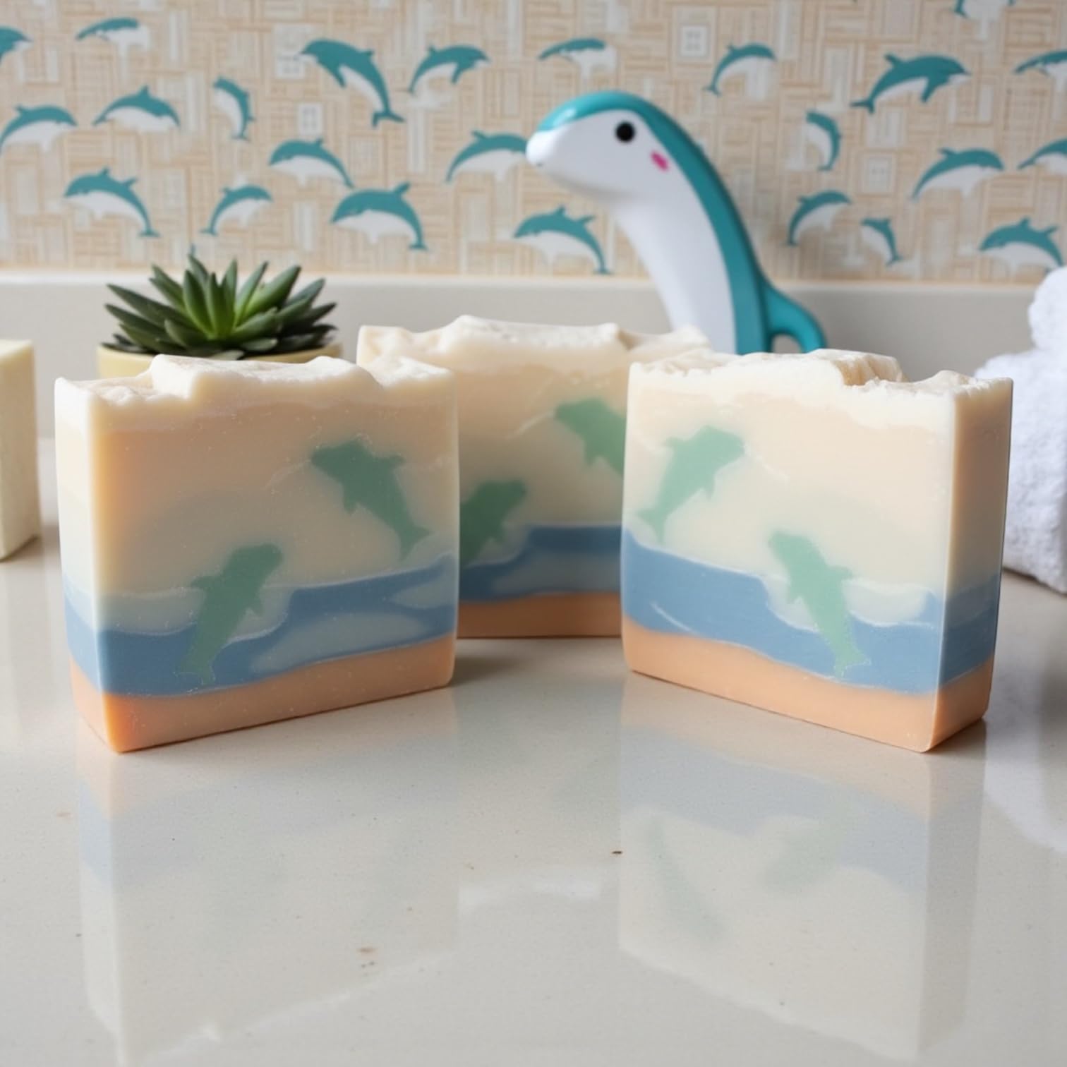 Handmade Artisan Soap Bars, Multi-Layered Decorative Design, Natural Bath Soap