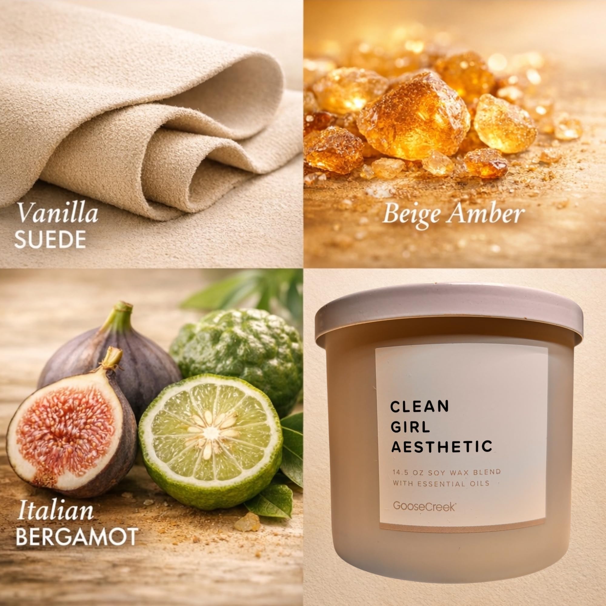 Soy Wax Blend Candle, 14.5 oz, with Essential Oils, Clean House Citrus, Cashmere Linens, Clean Girl Aesthetic