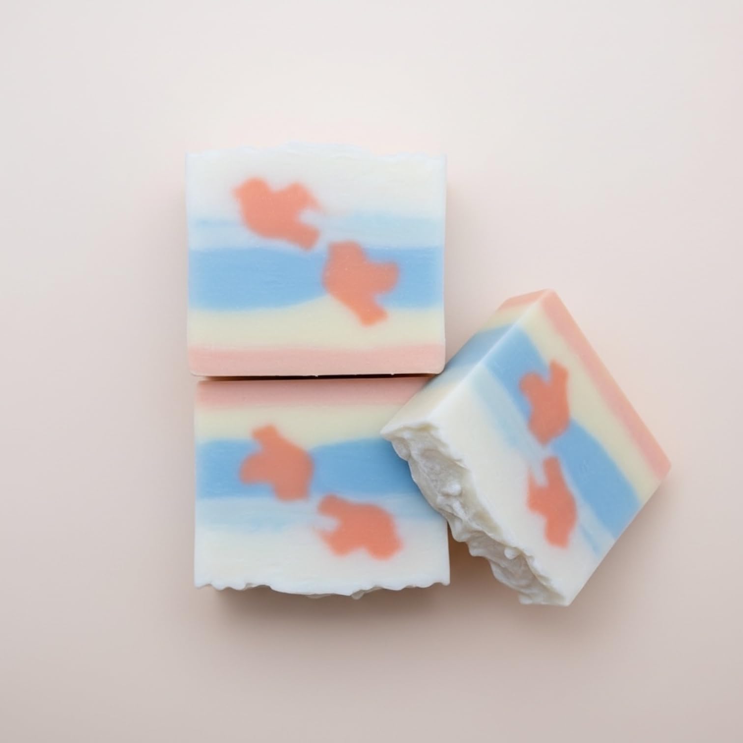 Handmade Artisan Soap Bars, Multi-Layered Decorative Design, Natural Bath Soap