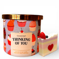 Thinking of You Candle, Soy Wax Blend, Cupcake Theme, 14.5 oz and Artisanal Shortcake soap as a Gift.