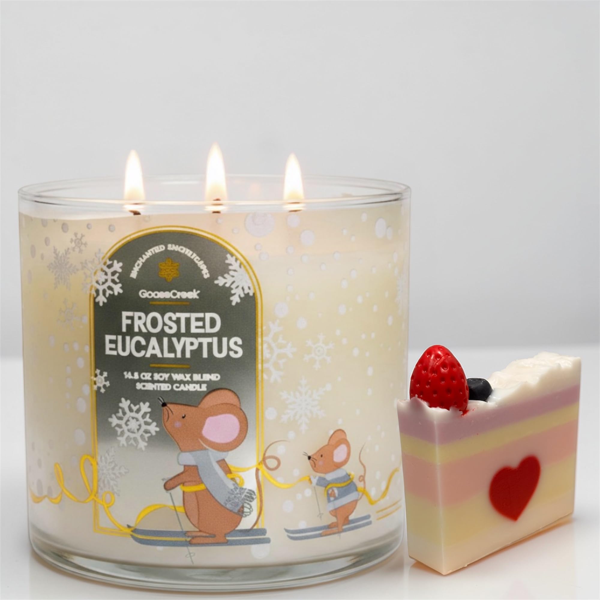 Frosted Eucalyptus 3-Wick Scented Candle, Soy Wax Blend, 14.5 oz, Frosted Pine, Crisp Eucalyptus, Bright Bergamot & ICY Mint