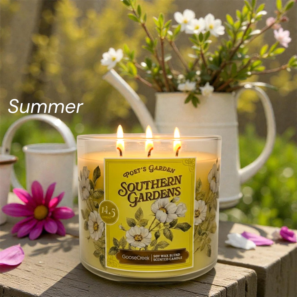 Goose Creek Poet's Garden Southern Gardens Scented Candle, Soy Wax Blend, 3-Wick, 14.5 oz