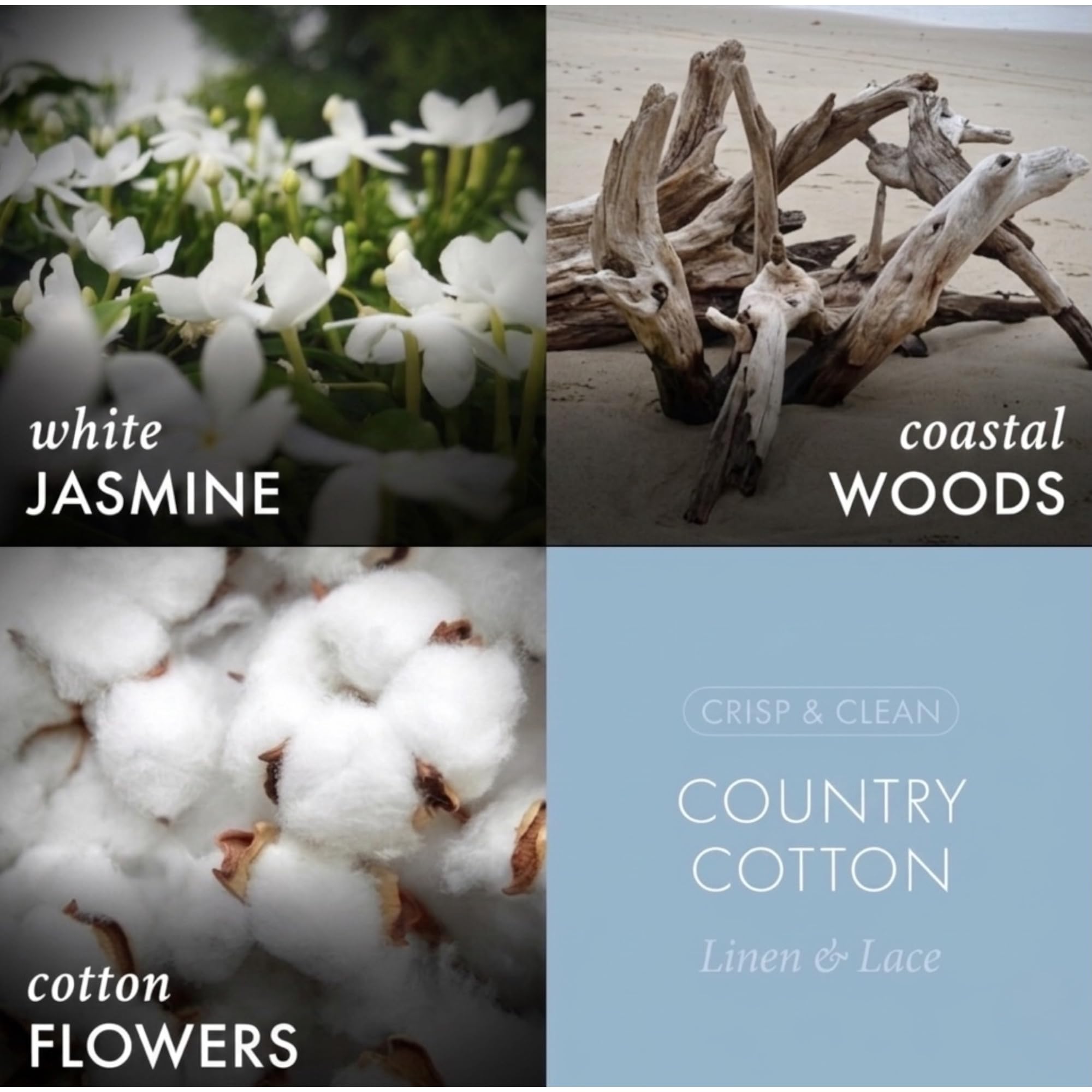 Country Cotton Scented Candle, Soy Wax Blend, 14.5 oz, with Artisanal Shortcake Soap Gift