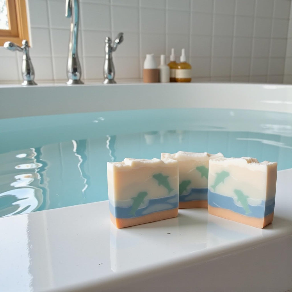 Handmade Artisan Soap Bars, Multi-Layered Decorative Design, Natural Bath Soap