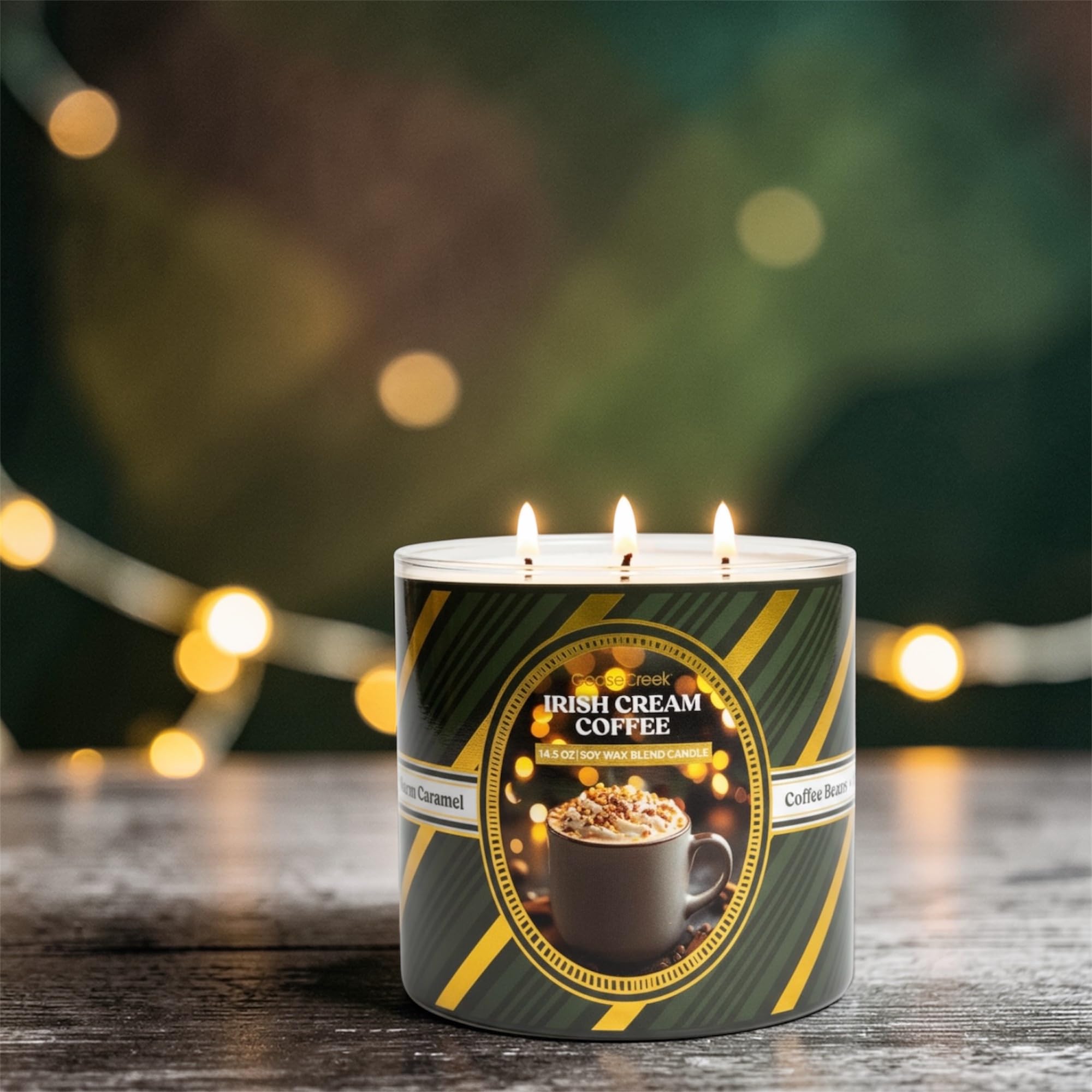 Irish & Cream Coffee Soy Wax Blend Candle, 14.5 oz, Coffee Beans, Sweet Chocolate, Warm Caramel Scent