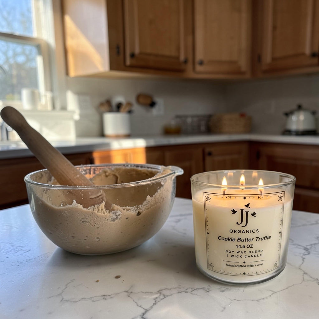 JJ Organics Cookie Butter Truffle Candle, Soy Wax Blend, 3 Wick, 14.5 oz, Handcrafted