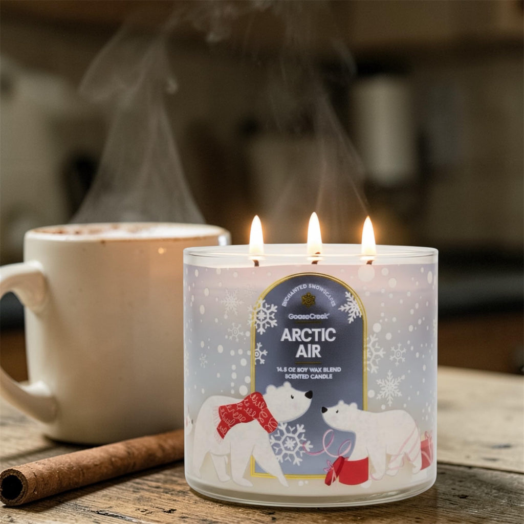 Arctic & Air Scented Candle, 14.5 oz Soy Wax Blend, 3-Wick, Frozen Juniper and Vanilla Icicles, Winter Theme