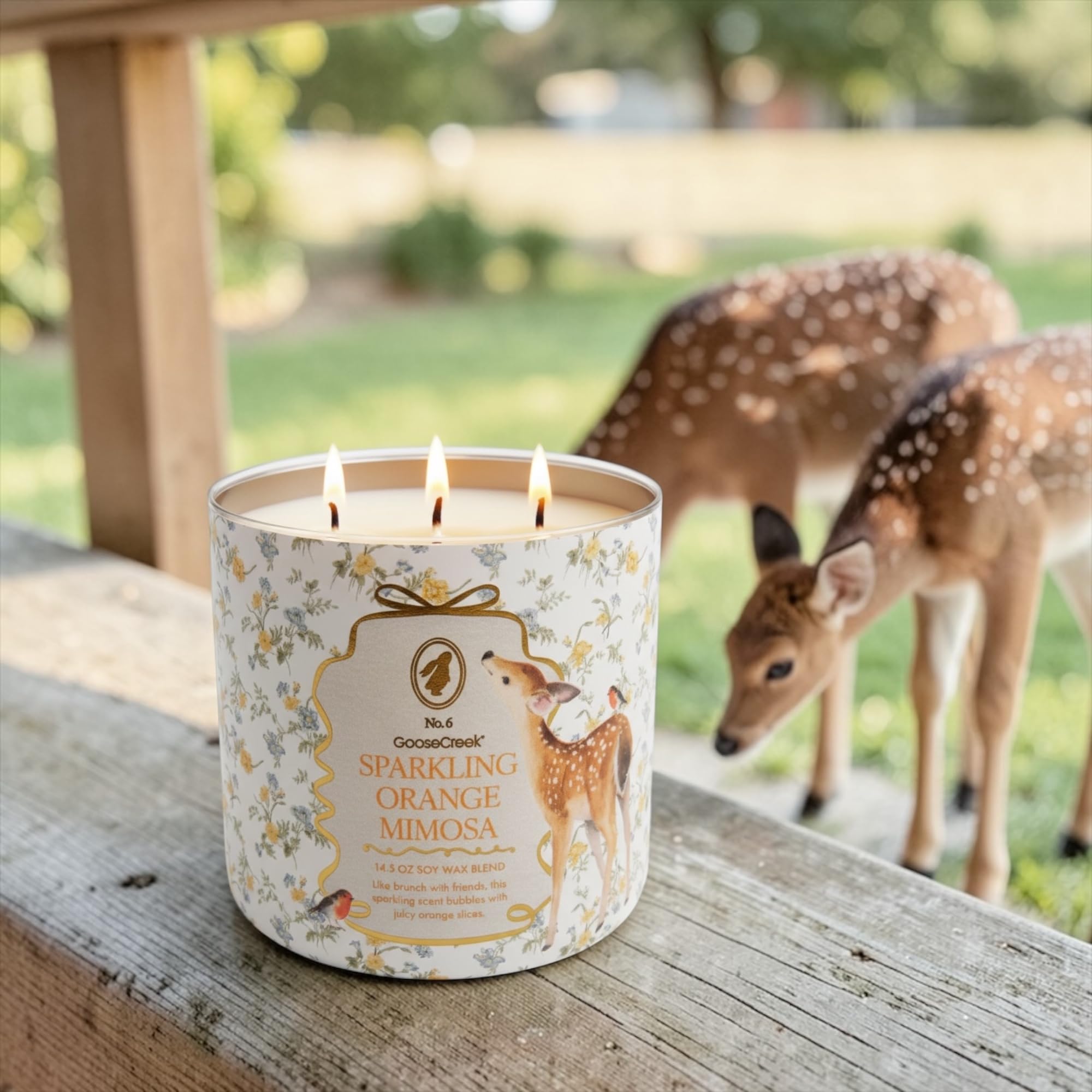 Sparkling Orange Mimosa Scented Candle, 14.5 oz Soy Wax Blend with Gold Lid, Includes Artisanal Goat Soap Gift