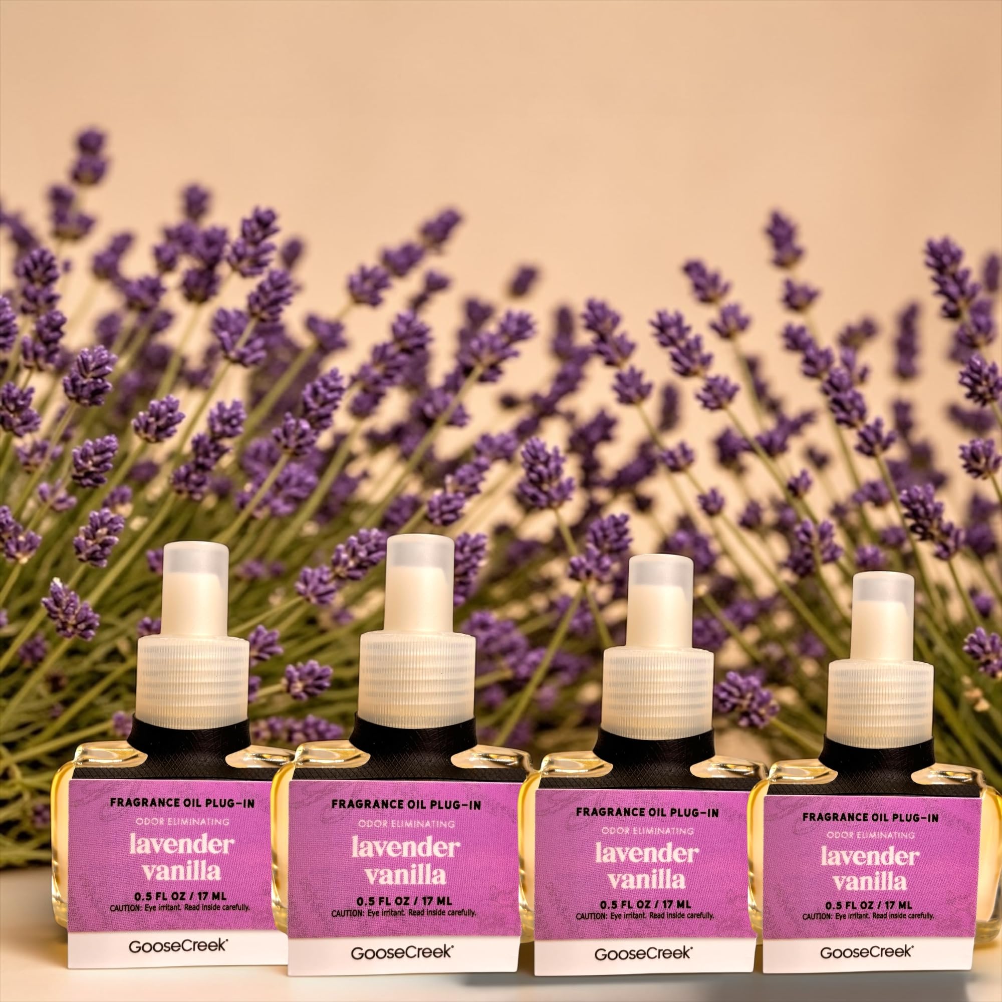 Lavender Vanilla Fragrance Oil Plug-In Refills, Odor Eliminating, 0.5 FL OZ, 4 Pack