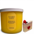Sugared Lemon Scented Candle, Soy Wax Blend, 14.5 oz, 3 Wick, Round Glass Jar, Fruity Zesty Scent with Artisanal Soap Gift
