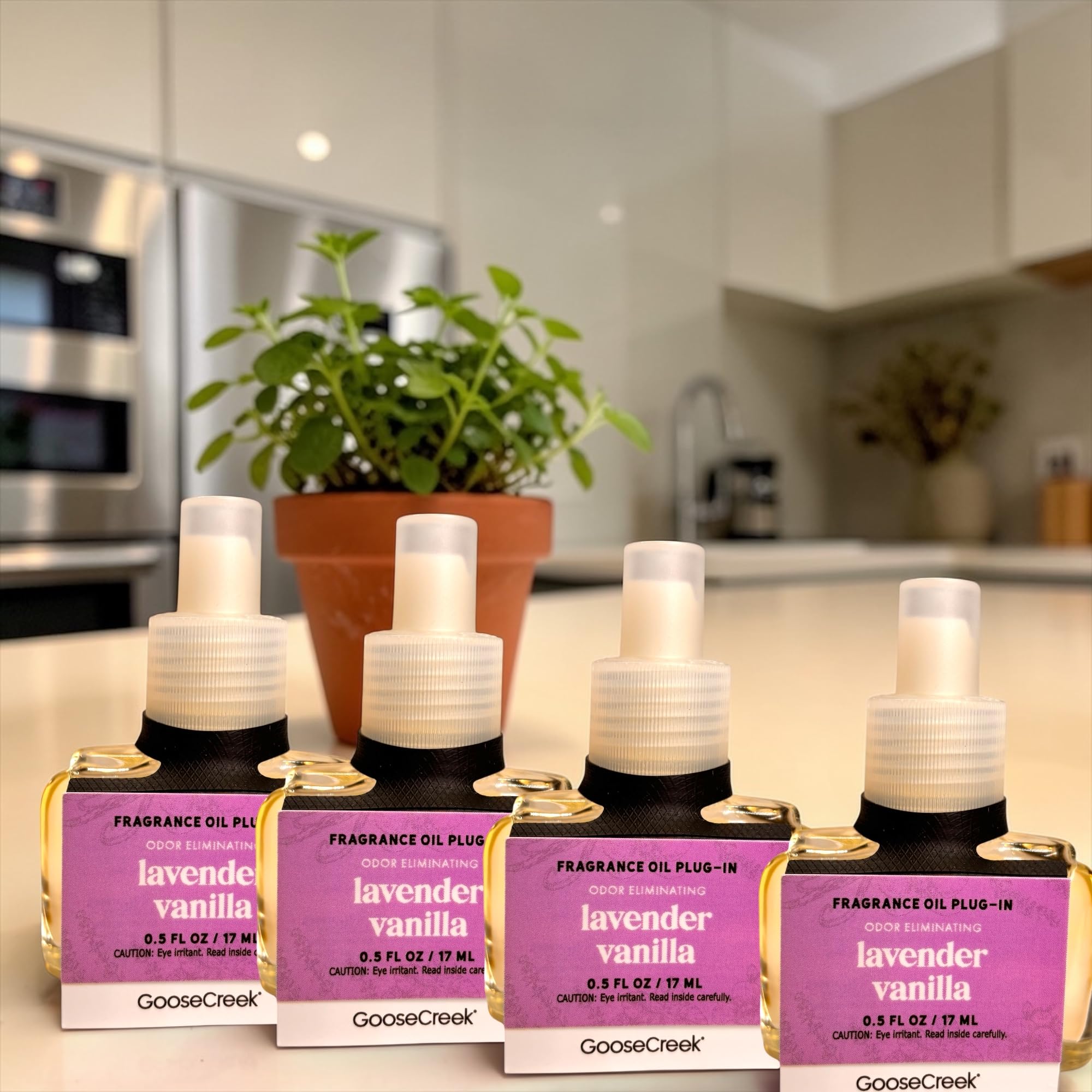 Lavender Vanilla Fragrance Oil Plug-In Refills, Odor Eliminating, 0.5 FL OZ, 4 Pack