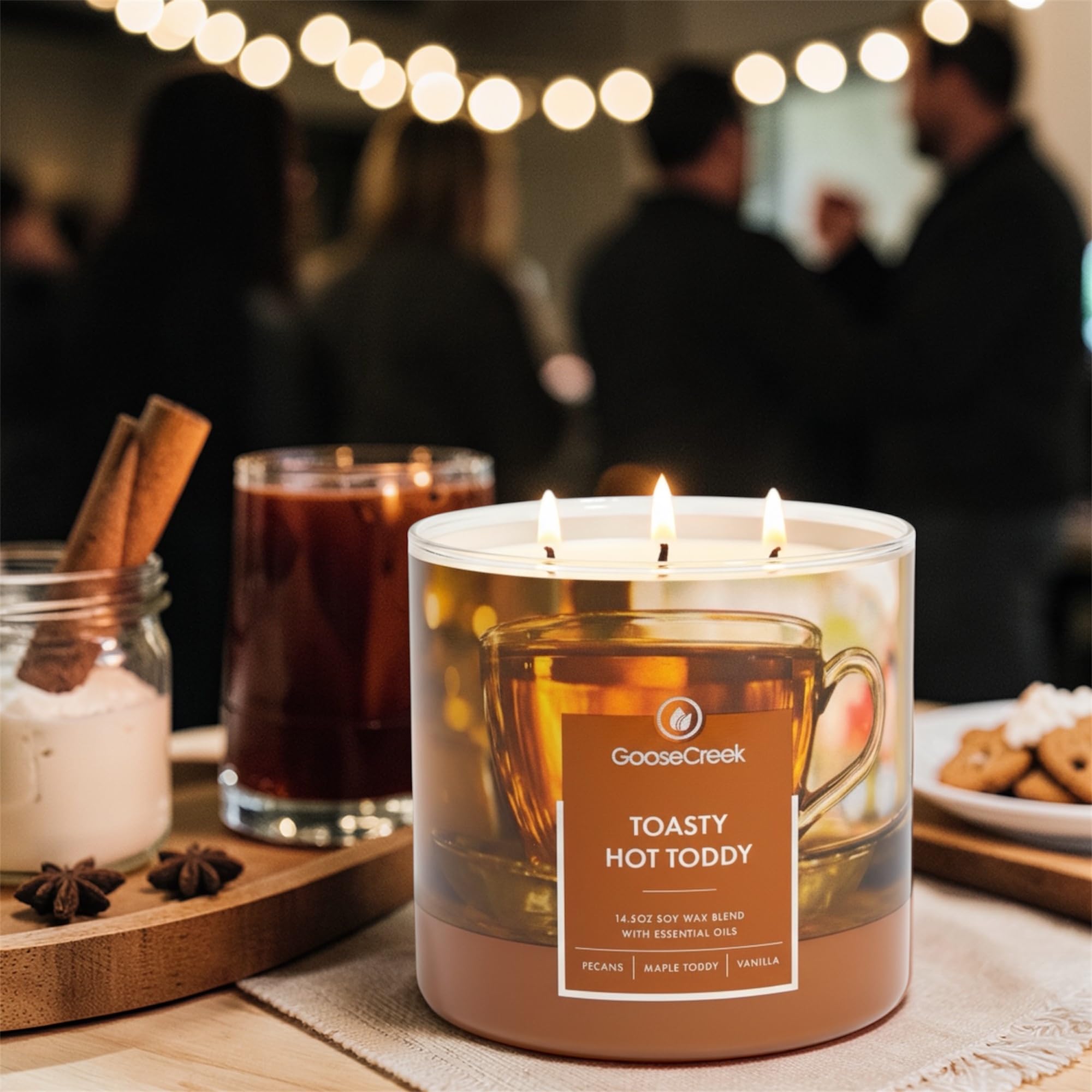 Toasty Hot Toddy Candle, 14.5 oz Soy Wax Blend with Essential Oils, Dark Rum, Molten Maple, Toasted Pecans, Spiced Vanilla