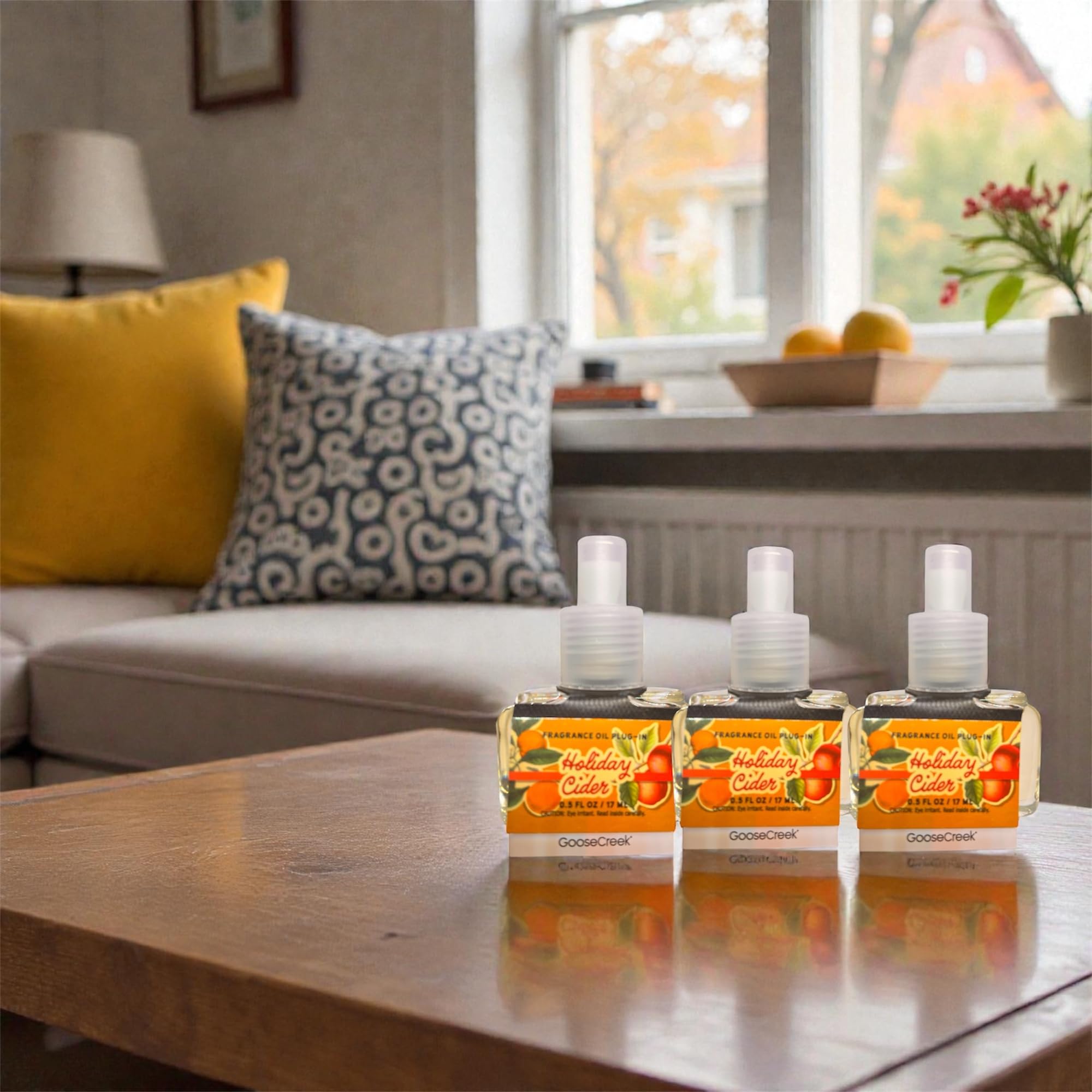 Goose Creek Holiday Cider Fragrance Oil Plug-In Refills, Orange Cinnamon Spice Scent, 0.8 FL OZ, 3 Pack