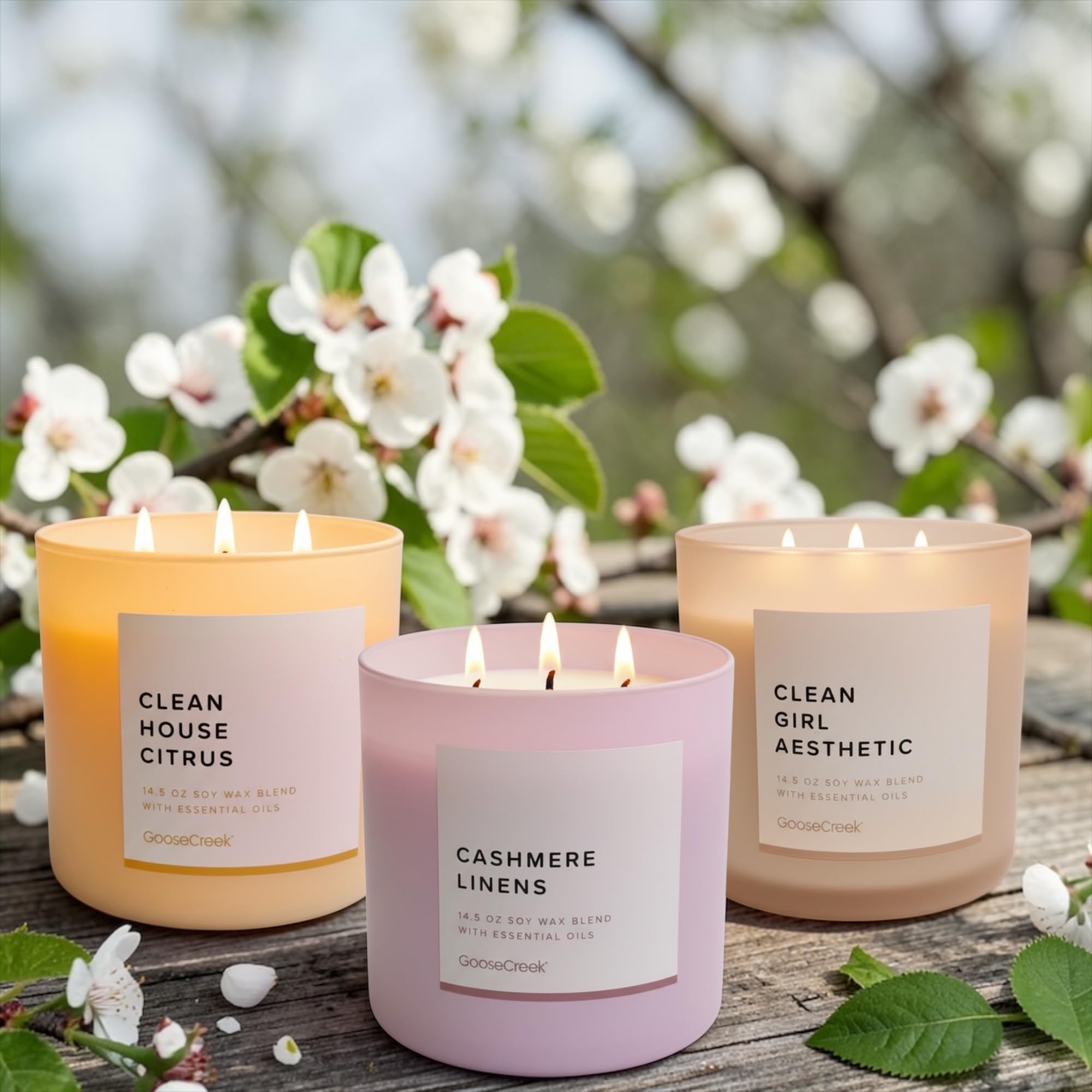 Soy Wax Blend Candle, 14.5 oz, with Essential Oils, Clean House Citrus, Cashmere Linens, Clean Girl Aesthetic