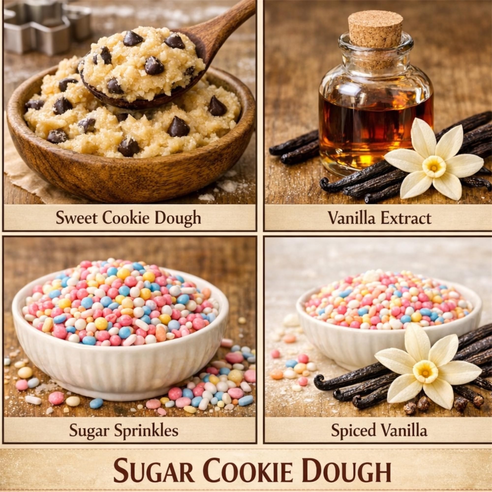 Sugar Cookie Dough Scented Candle, Soy Wax Blend, 3-Wick, 14.5 oz, Sweet Cookie Dough, Vanilla Extract, Spiced Vanilla