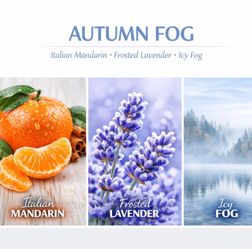 Autumn Fog Soy Wax Blend Candle, Italian Mandarin, Frosted Lavender & ICY Fog Scent, 3-Wick