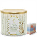 Cotton Tail Clouds Scented Candle, 14.5 oz Soy Wax Blend with Artisanal Soap Gift, Wind-Blown Linens and Delicate Florals