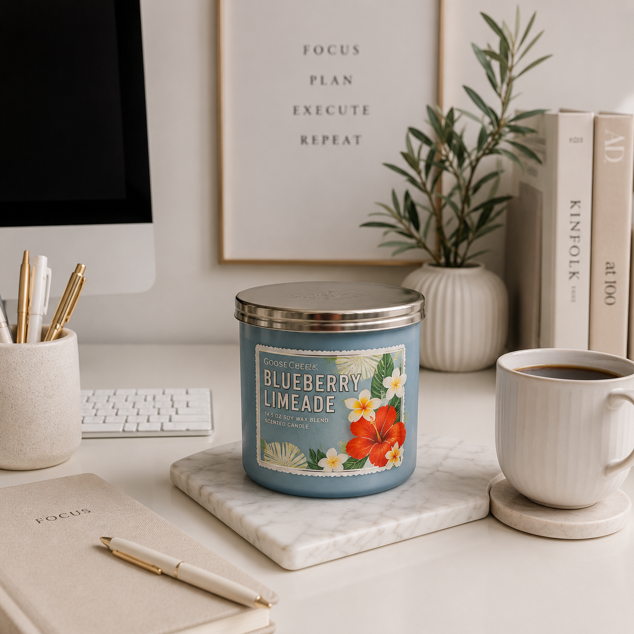 Blueberry Limeade Scented Candle, Soy Wax Blend, 14.5 oz, Fruity Blueberry, Raspberry & Limeade Scent