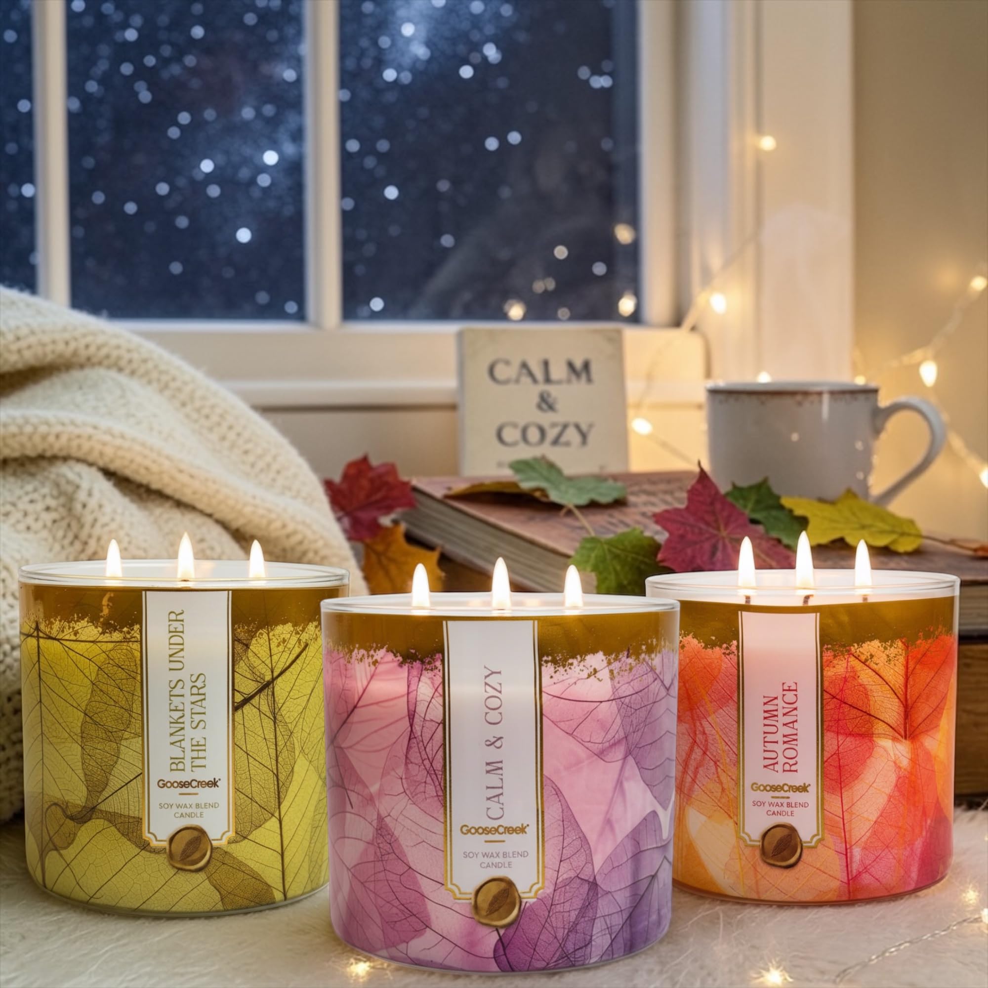 Blankets Under the Stars, Autumn Romance Scents Calm & Cozy Soy Wax Blend Candles, 3-Wick, 14.5 oz