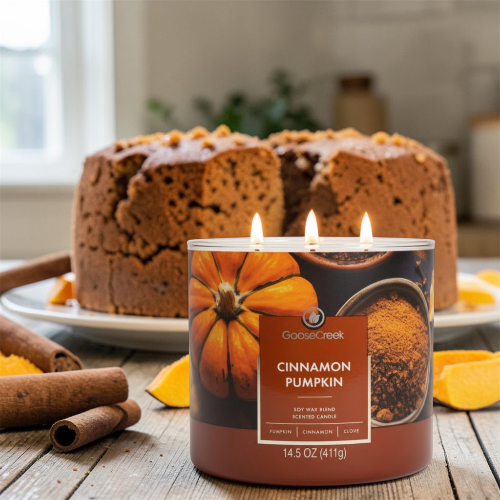 Cinnamon Pumpkin Scented Candle, Soy Wax Blend, 3-Wick, Country Pumpkin, Sweet Cinnamon, Warm Cardamom, 14.5 oz