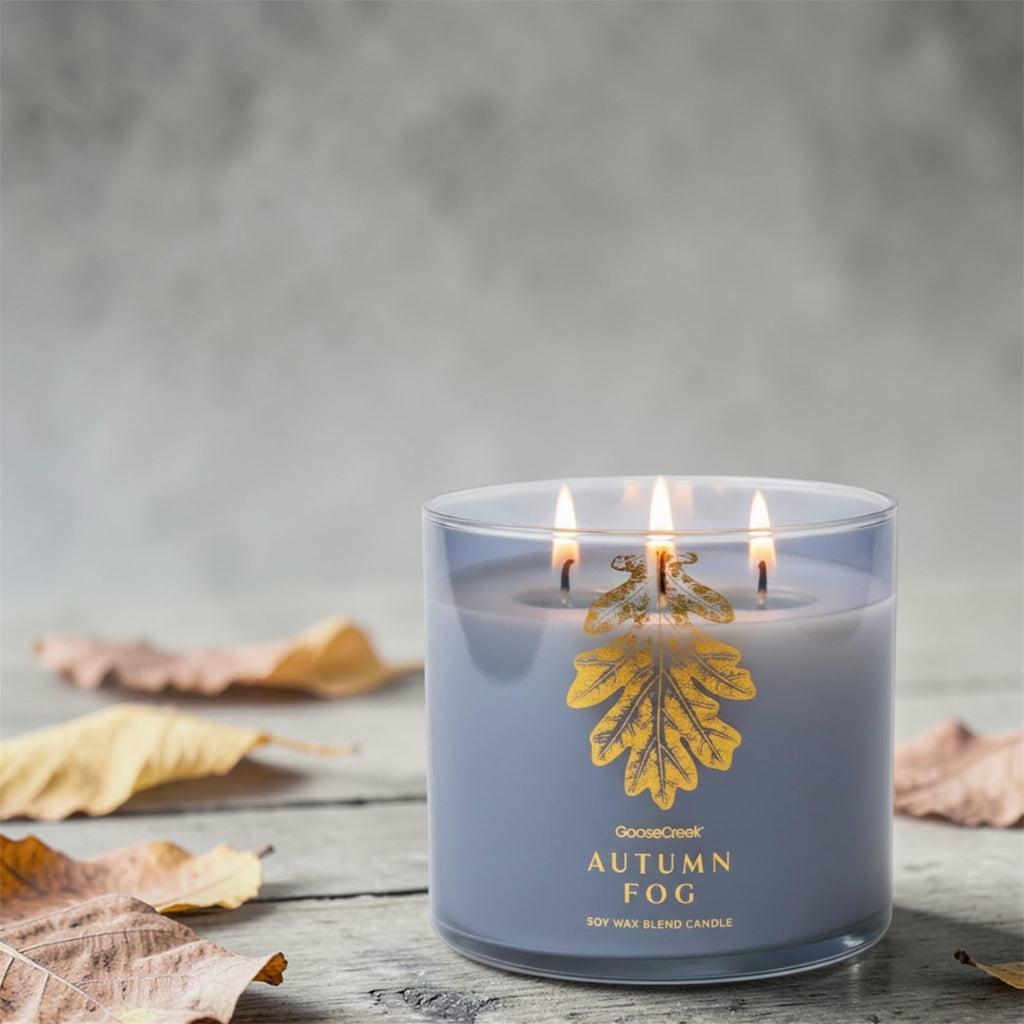Autumn Fog Soy Wax Blend Candle, Italian Mandarin, Frosted Lavender & ICY Fog Scent, 3-Wick