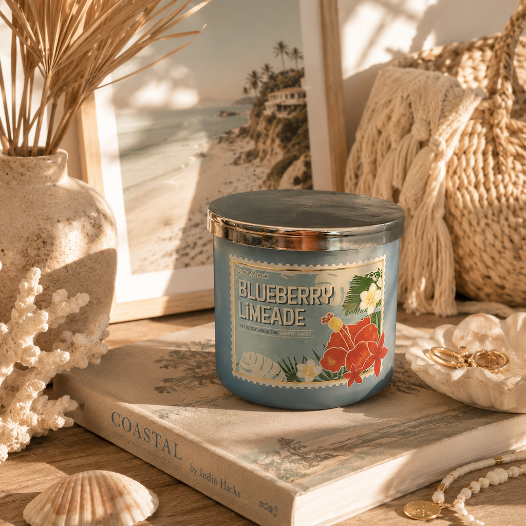 Blueberry Limeade Scented Candle, Soy Wax Blend, 14.5 oz, Fruity Blueberry, Raspberry & Limeade Scent
