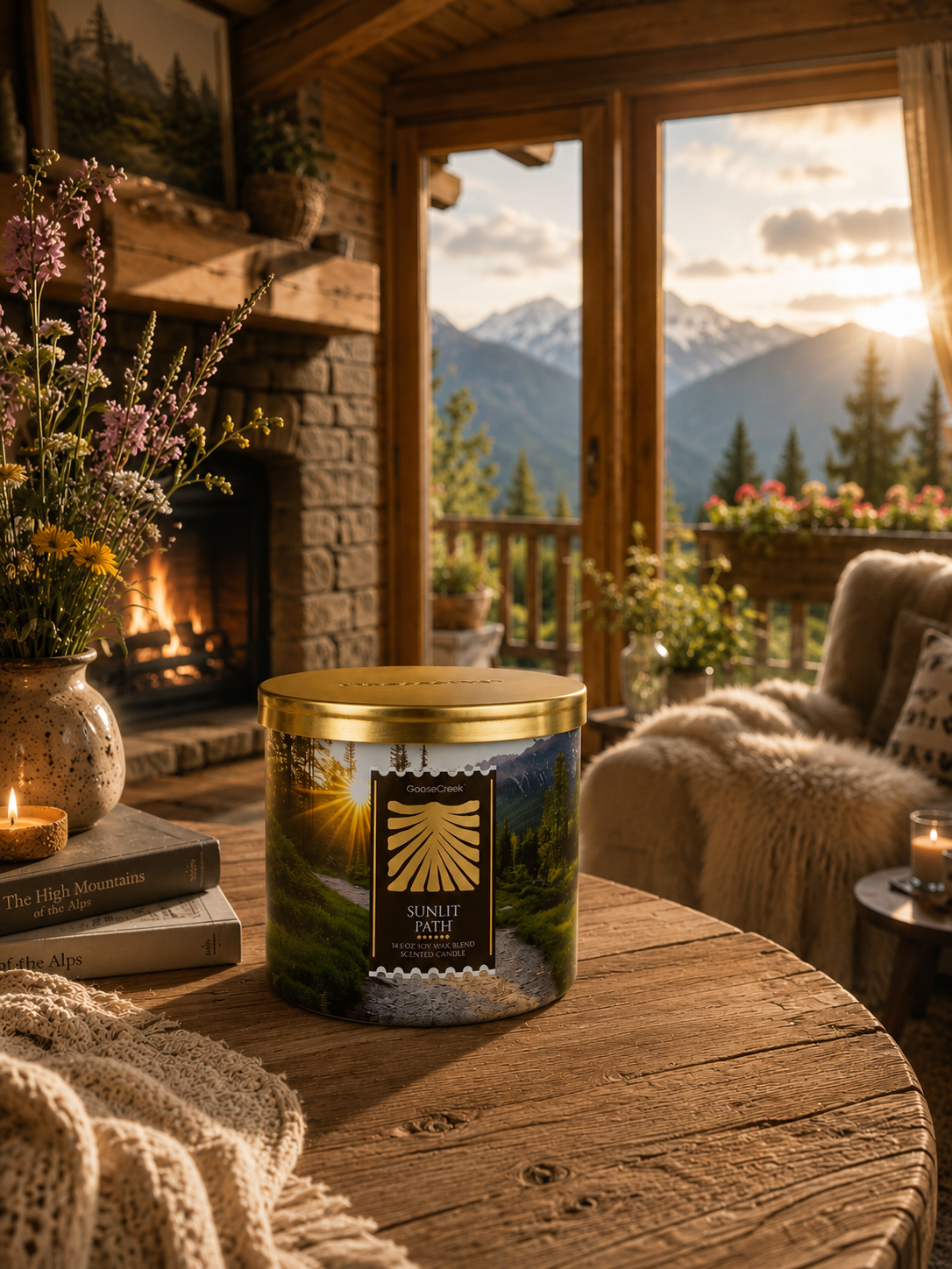 Sunlit Path Scented Candle, Soy Wax Blend, Forest Path, Bright Lemon, Sweet Berries, Floral Musk, 14.5 oz