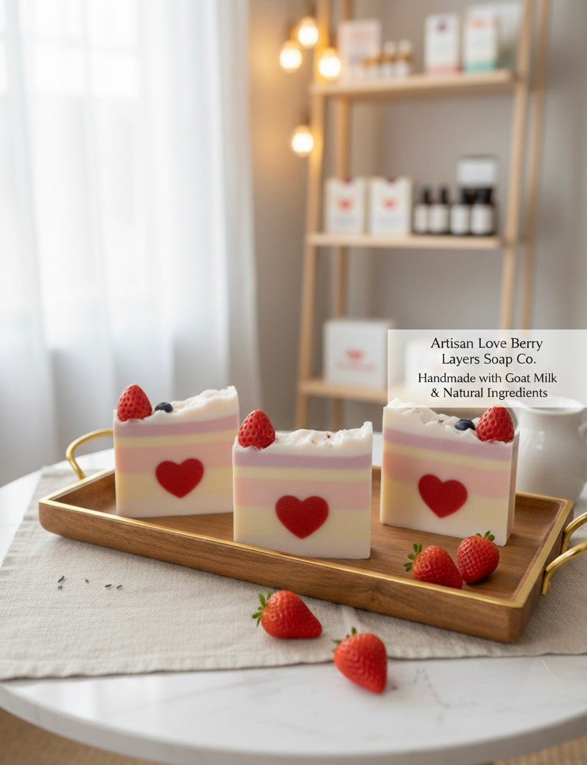 Goat milk artisanal soap Love from the heart set of 3