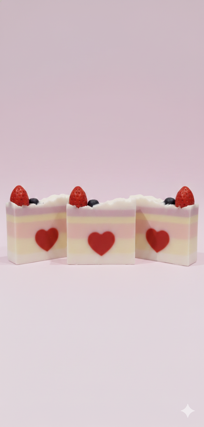 Goat milk artisanal soap Love from the heart set of 3