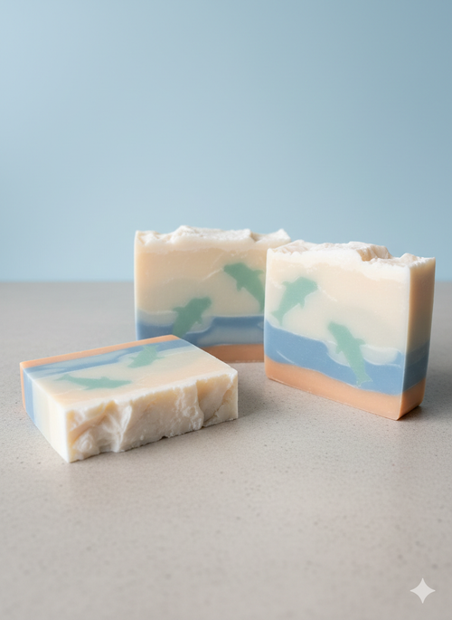 Artisanal soap goat milk Dolphins in love set of 3
