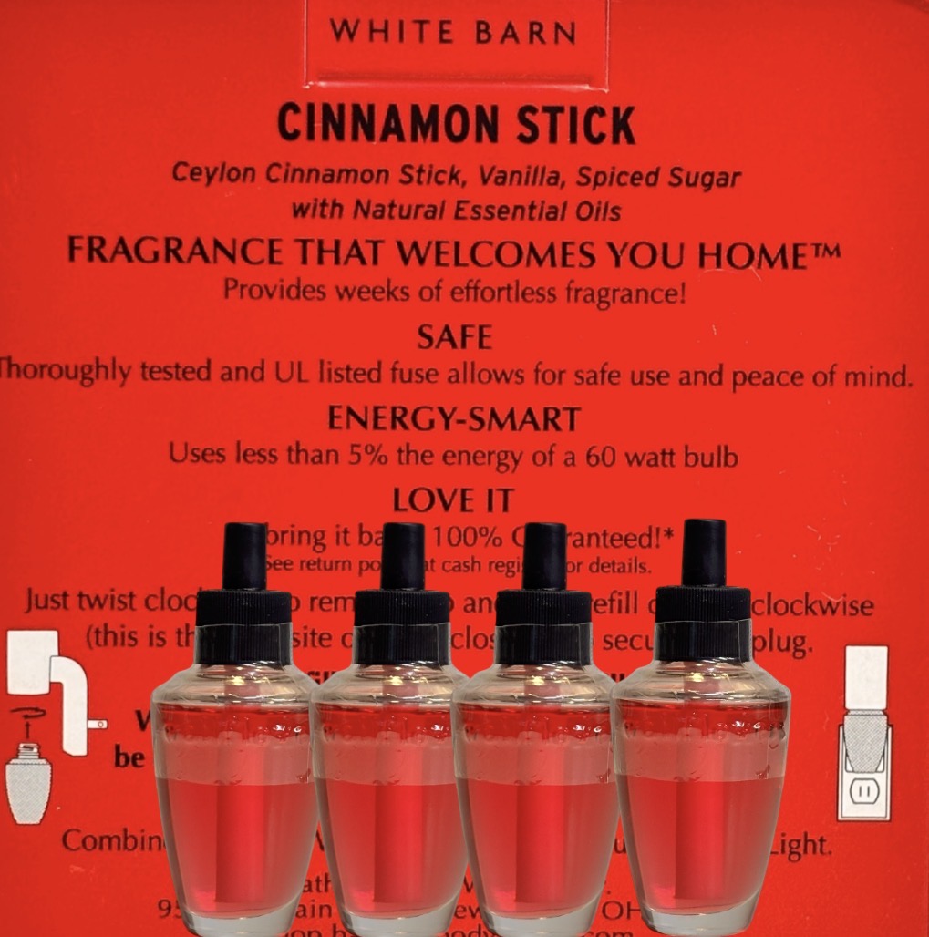 White Barn Cinnamon Stick Wallflowers Refill 4pack /Warm & Woodsy Home Fragrance Plugs