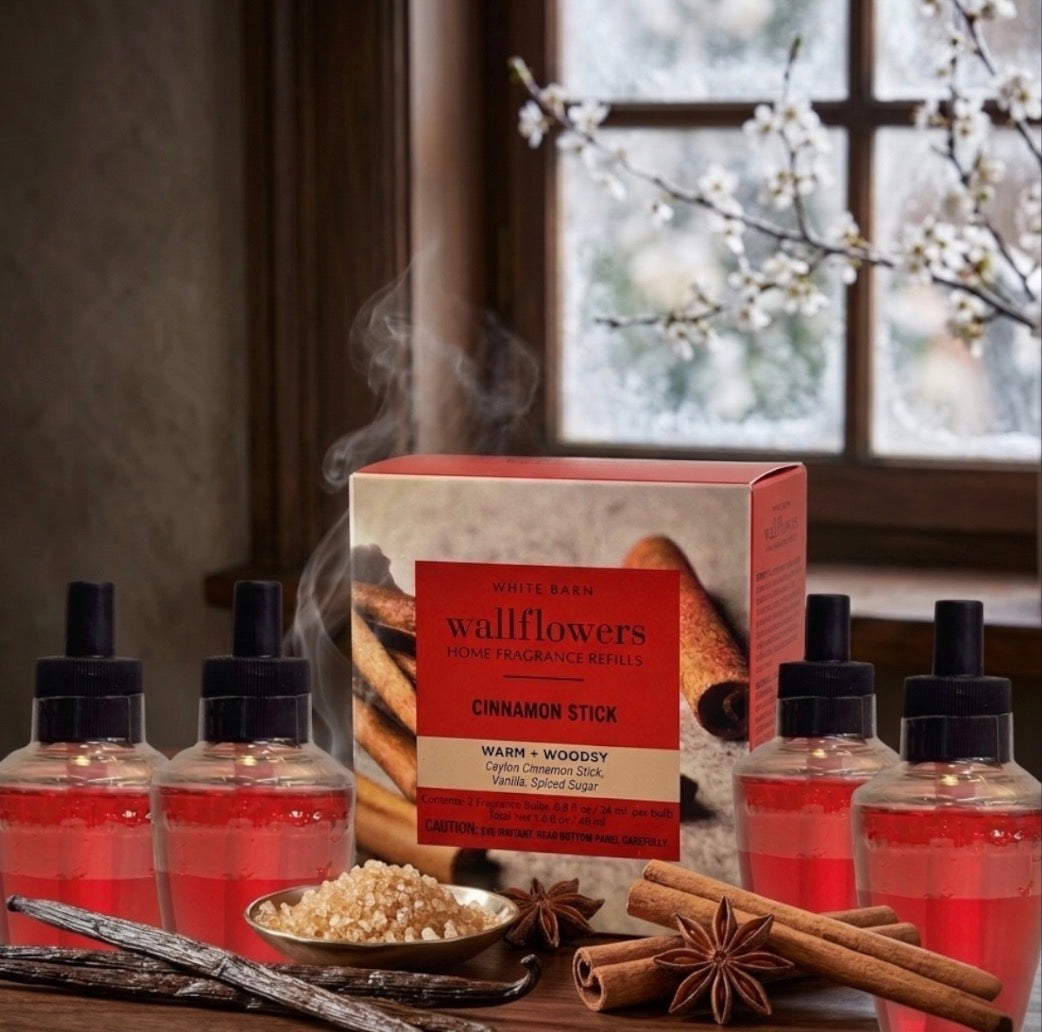 White Barn Cinnamon Stick Wallflowers Refill 4pack /Warm & Woodsy Home Fragrance Plugs