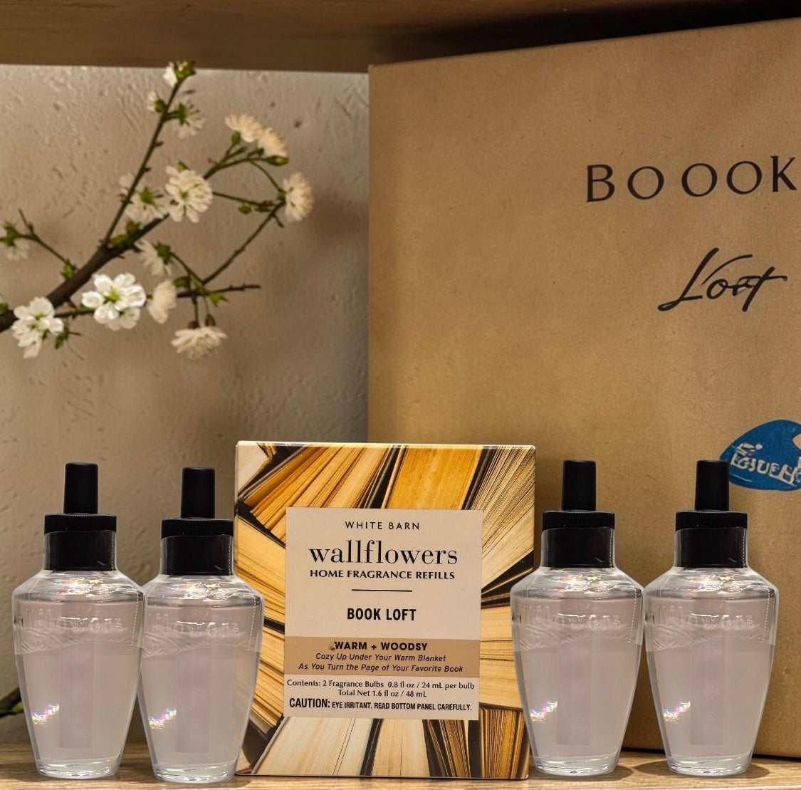 White Barn Book Loft Wallflowers  Refill 4pack Warm & Woodsy Home Fragrance Plugs