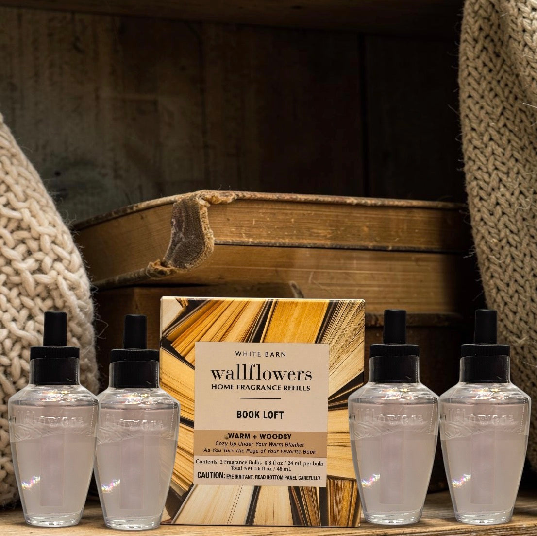 White Barn Book Loft Wallflowers  Refill 4pack Warm & Woodsy Home Fragrance Plugs
