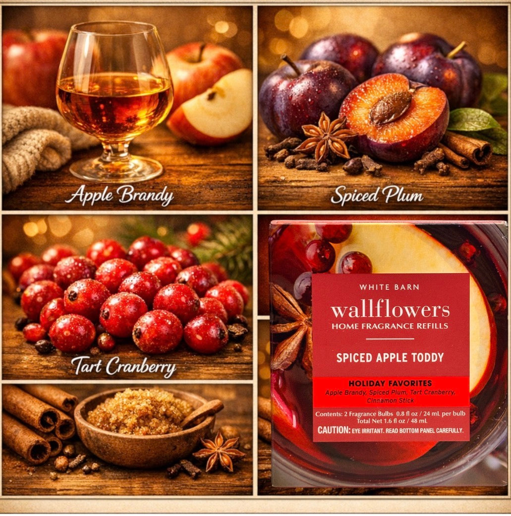 White Barn Spiced Apple Toddy Wallflowers Refill 4pack / Holiday Favorites Home Fragrances Plugs