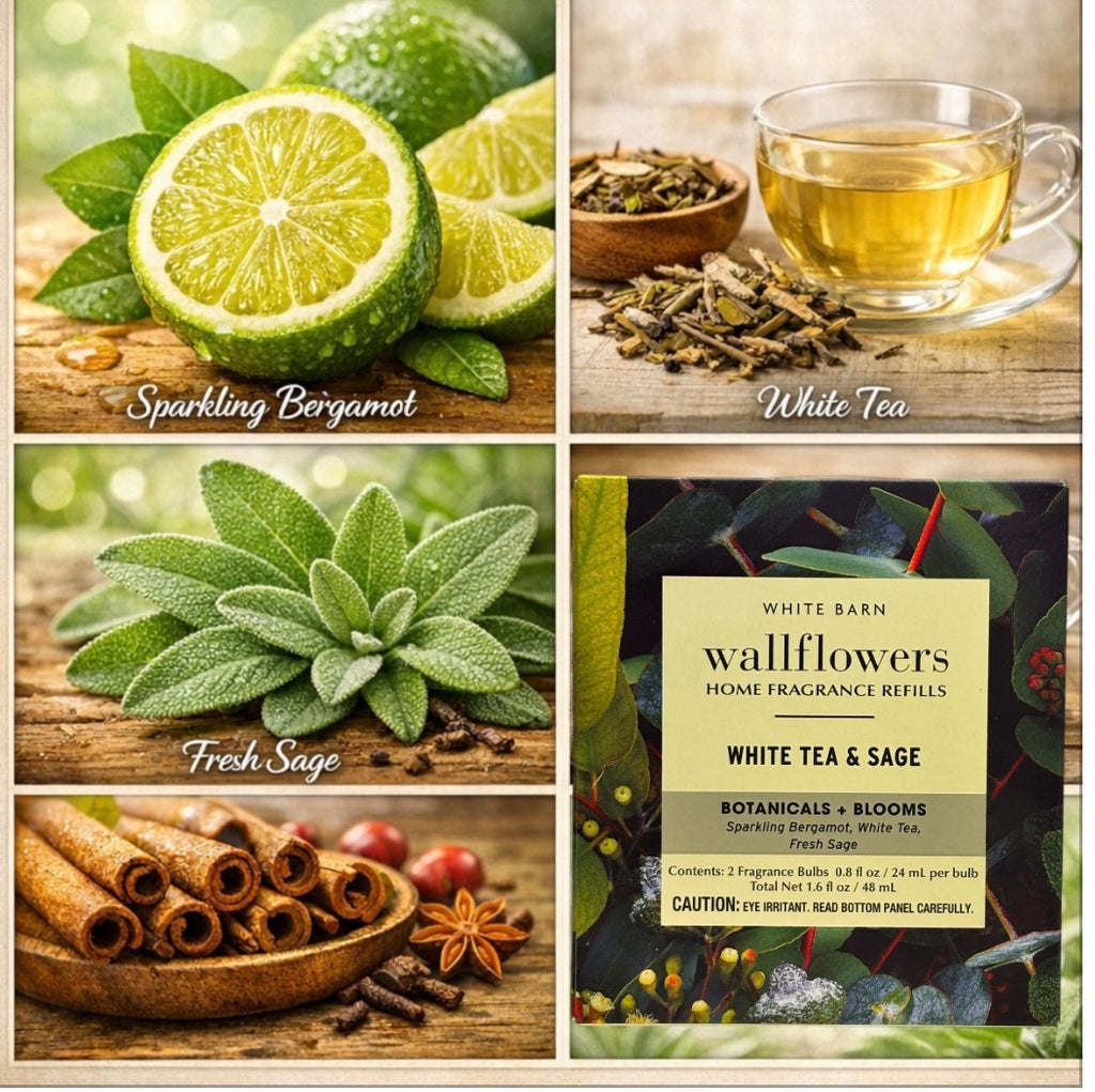 White Barn White Tea & Sage Wallflower Refill 4pack /Botanicals & Blooms Home Fragrance Plugs