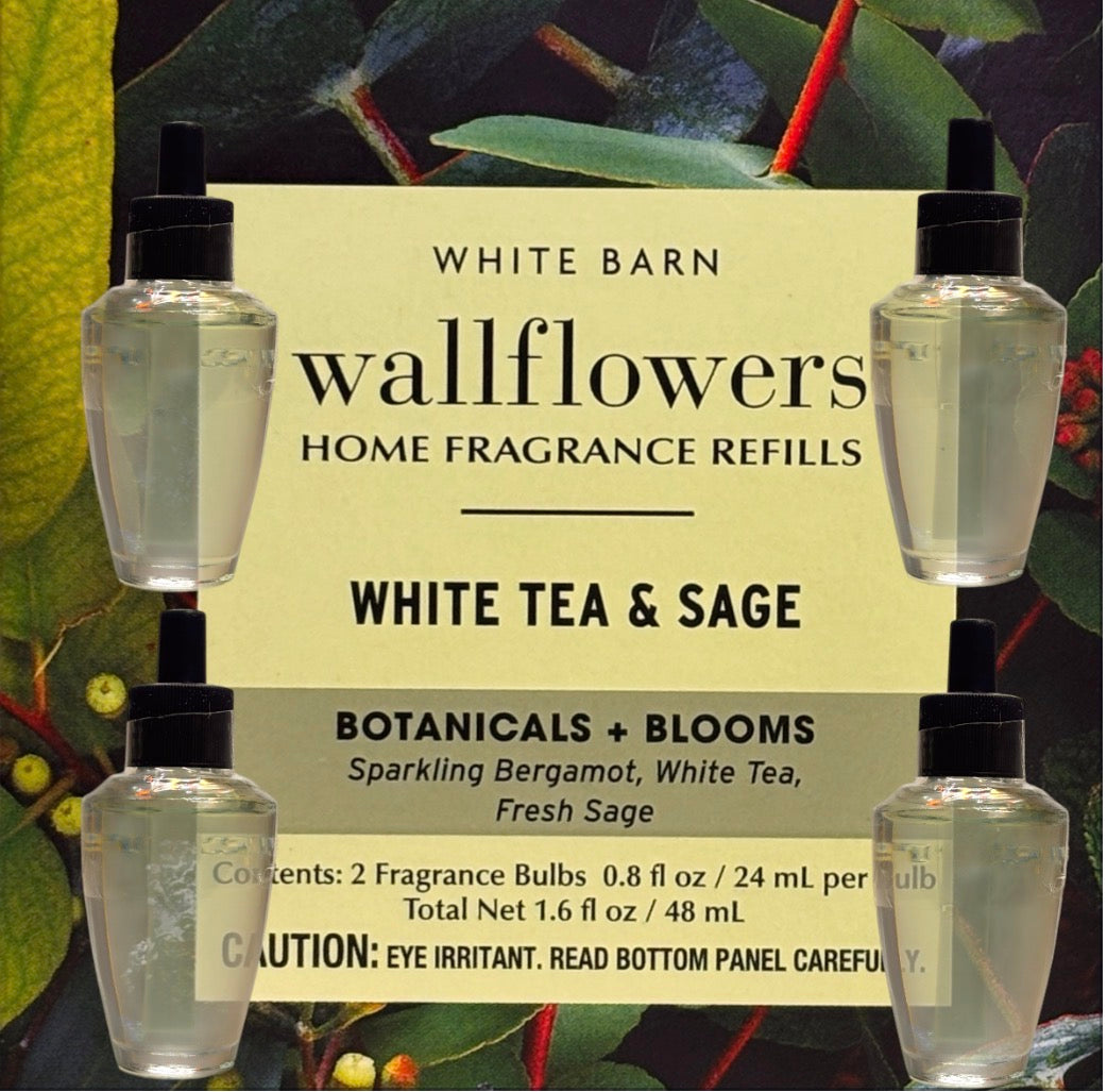 White Barn White Tea & Sage Wallflower Refill 4pack /Botanicals & Blooms Home Fragrance Plugs