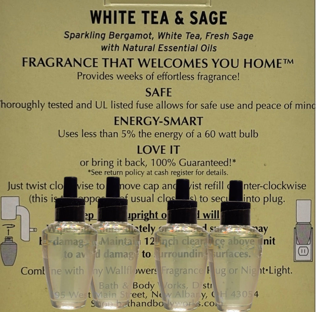 White Barn White Tea & Sage Wallflower Refill 4pack /Botanicals & Blooms Home Fragrance Plugs