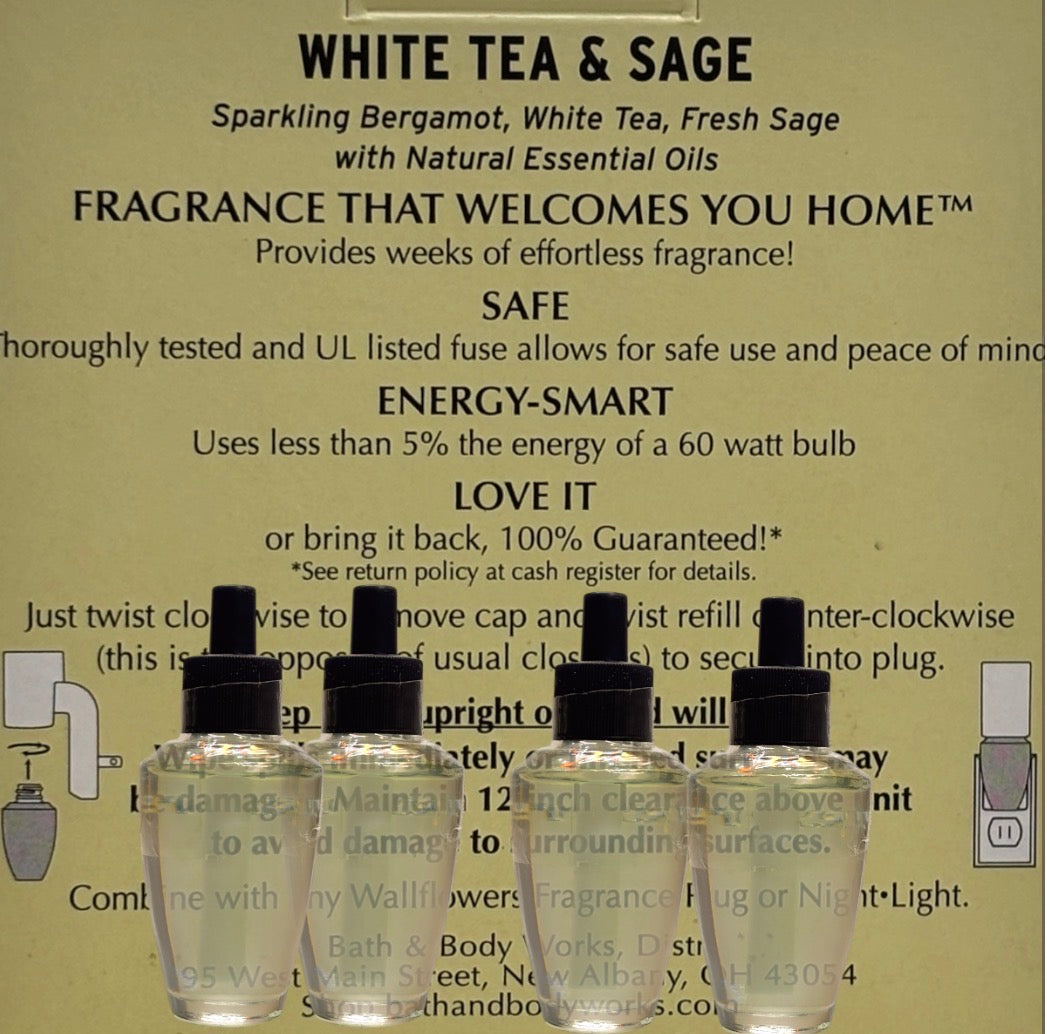 White Barn White Tea & Sage Wallflower Refill 4pack /Botanicals & Blooms Home Fragrance Plugs