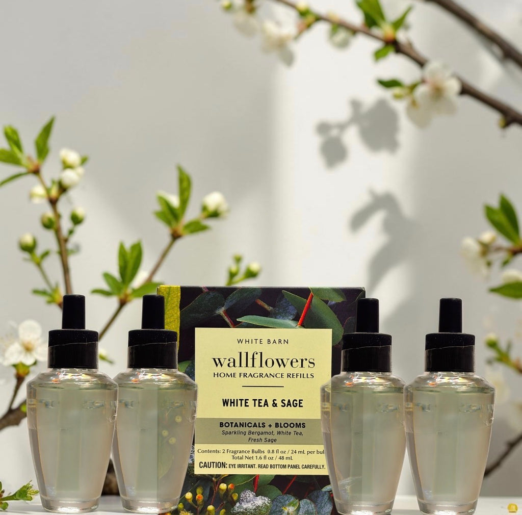 White Barn White Tea & Sage Wallflower Refill 4pack /Botanicals & Blooms Home Fragrance Plugs
