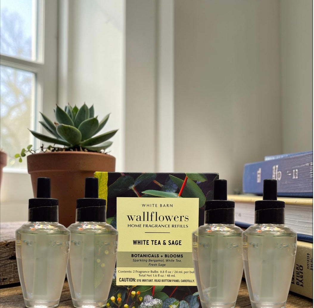White Barn White Tea & Sage Wallflower Refill 4pack /Botanicals & Blooms Home Fragrance Plugs