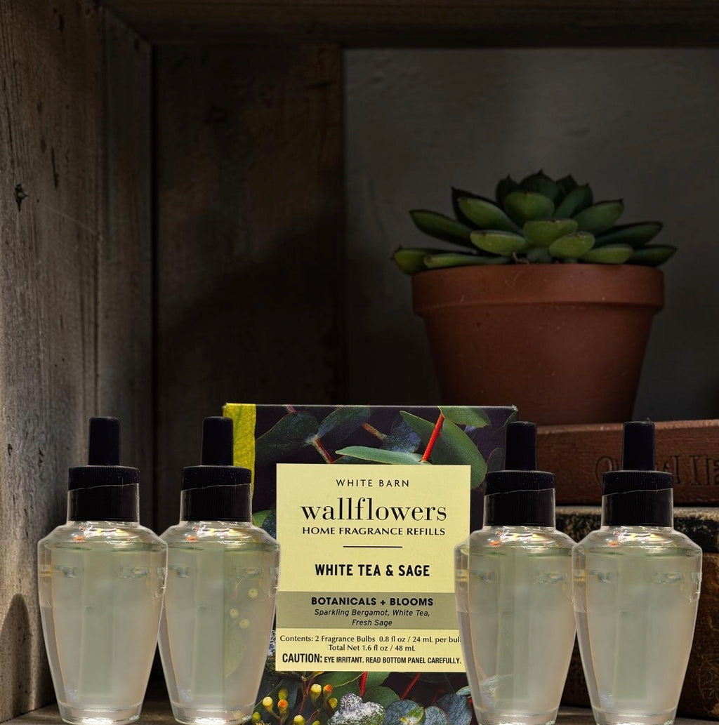 White Barn White Tea & Sage Wallflower Refill 4pack /Botanicals & Blooms Home Fragrance Plugs